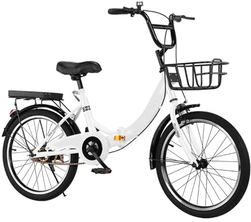 Hopfällbar cykel för vuxna, fällbar cykel av kolstål, camping, låg vikt, justerbar höjd, för män kvinnor, B, 20 tum