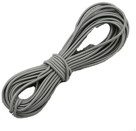 Yurosiay Cordón de goma, 30 m × 2,5 mm, cordón elástico multicolor, redondo, cordón elástico para coser, hilo elástico para ropa, hogar, manualidades, columpios, cordones de color gris claro