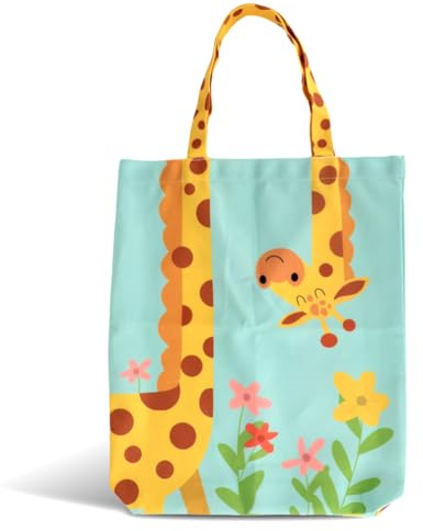 RANJIMA Bolsa de Tela Plegable Impresa con Asa Larga de 70 cm, Lona para Yute, Material Escolar, Regalos Útiles para Mujeres, Jirafa, 50*42*77cm