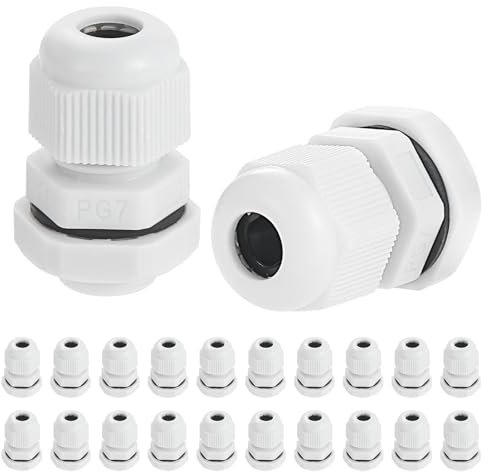 Faankiton 20 Pezzi Pressacavi Regolabili PG7, Connettori Impermeabili, Passacavo in Nylon, Elettrici, Bianco
