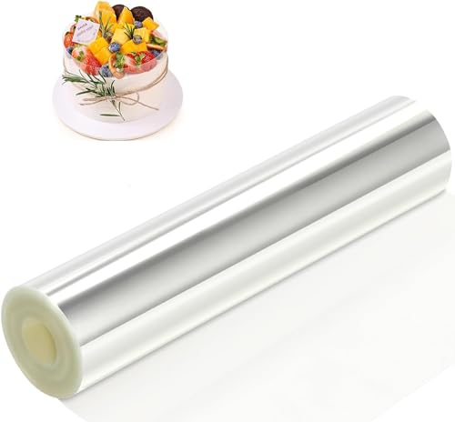 Yitobici Tortenrandfolie,20cmx10m hochTransparent Tortenfolie,Transparent Acetat Rolle Verdicken, Acetat Folie Wiederverwendbar für Kuchen Schokolade Mousse Kuchen Dessertringe