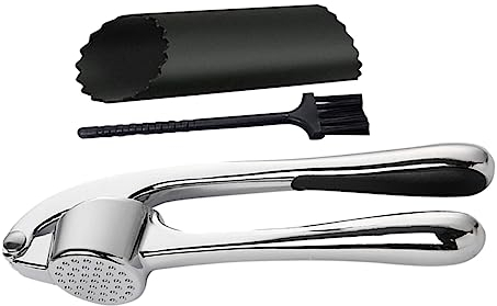 OUNONA Garlic Press Kit Manual Garlic Crusher Kitchen Garlic Mincer Zinc Alloy Garlic Presser Leakproof Garlic Press Tool Easy to Clean and Hold