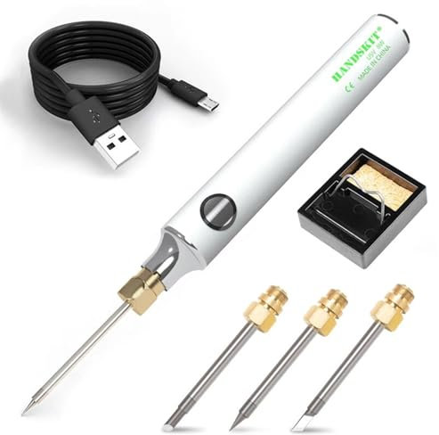 HANDSKIT Kit de soldador,2000mAh Soldadores de Estaño con Temperatura Ajustable 330-450°C,Soldador de Precisión Profesional con 3pcs Puntas,Estación de Soldadura para el Uso Diversamente Reparado