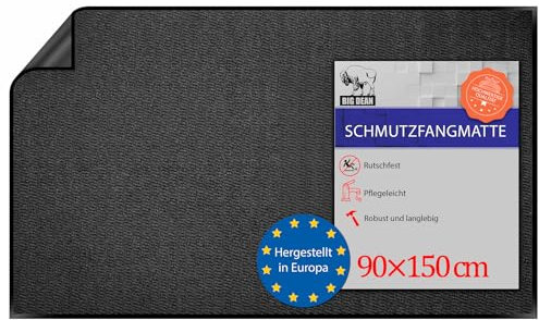 BigDean Schmutzfangmatte 90x150 cm Anthrazit – rutschfeste Fußmatte Made in Europe