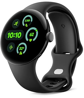 Google Pixel Watch 3 (41 mm) – Android smartwatch with heart rate tracking, advanced running from Fitbit, fitness insights, 24-hour battery – Matte Black Aluminium Case – Obsidian band – LTE (Renewed)