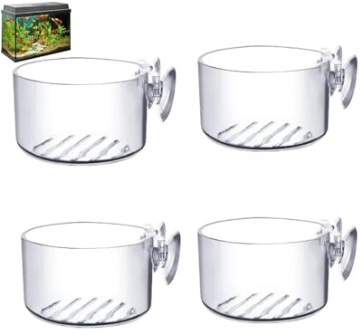 4PCS Aquarium Plant Pots with Suction Cup, 1.5in / 1.9 in Clear Aquarium Plant Holder, Plant Holder for Fish Tank, Crystal Aquatic Plant Cups, Fish Tank Accessory Aquarium Decoration