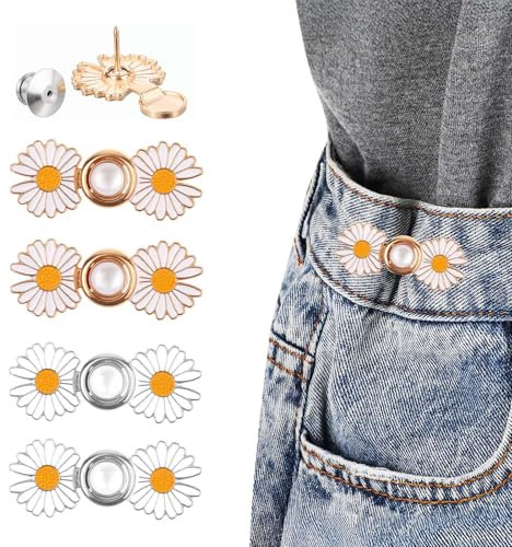 Bremorou 4 Paare Hosenbundspanner, Jeans Taillenstraffer, hosenbund enger machen, hose enger machen clip, Abnehmbare Jeansknöpfe, ohne Nähen Taillenschnallen für Hosen Jeans Damen Rock