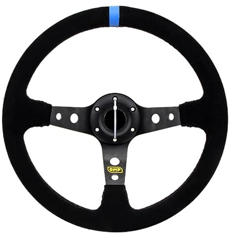 LUOKEKE Sportlenkrad Auto-modifiziertes Sportlenkrad, Wildleder, Mattes Leder, 14 Zoll, 350 mm, 6-Loch, rot, blau, gelb, Nachahmung Holzlenkrad(Blue)