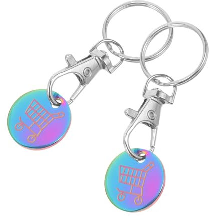 Angoily 2pcs Shopping Cart Token Keyring in Titanium Steel for Keychain Use