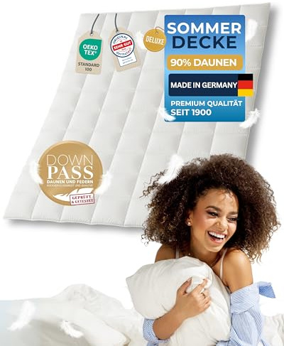 nøvera® Daunendecke 155x220 Deluxe - Made in Germany | Traumhaft flauschig - 90% Daunen 10% Federn | Bettdecke 155x220 - Allergiker geeignet | Daunenbettdecke | Sommerdecke | Federbettdecke | Oeko-Tex