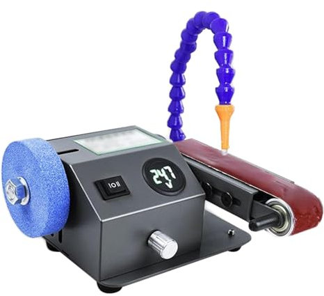 Mini afilador de Cuchillos eléctrico, lijadora de Banda de Doble propósito en seco y húmedo con 10 Bandas de Lijado, Ajuste de Velocidad de 0 a 13 000 RPM, para pulir Metal y Madera.