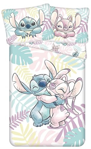 Disney Stitch Andzia Two-Sided, Ensemble de literie pour Enfants en Coton avec Fermeture éclair, 100% Both 140x200cm+50x70cm (Formule 4)