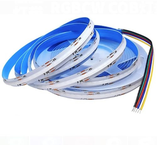 COB RGB CCT LED Streifen RGB+WW/CW LED Strip 840LEDs/M 24V 5M 6pin dimmbar Lichterkette 21W/M 12mm Breite Multicolor IP20 für Schlafzimmer Küche Home Innendekoration