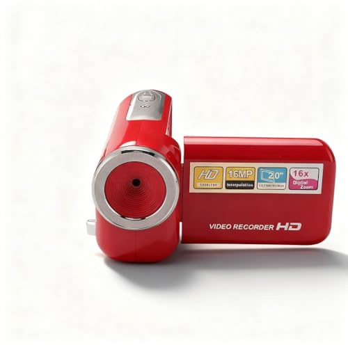 PODSJD Filmadora videocámara Digital 1080P HD 16MP con 16X y Pantalla 2, portátil y compacta - para Grabar Viajes, Bodas y Momentos Familiares