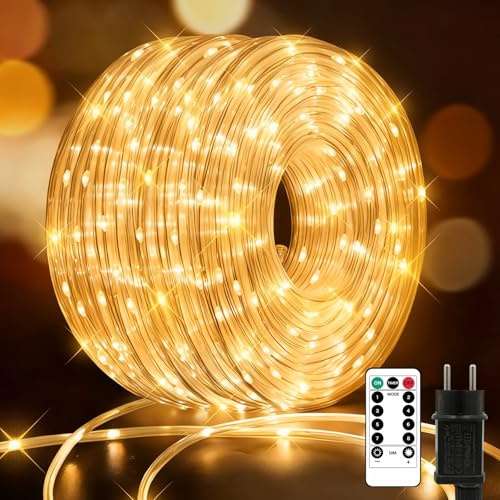 Liyade LED-Lichterschlauch 30 m 600 LED, IP65, Fernbedienung