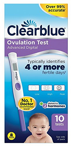 Clearblue Advanced Digital Ovulation Test Kit (OPK). Double Your Chances Of Getting Pregnant, 1 Digital Holder And 10 Ovulation Tests, Try The FREE Clearblue Period & Cycle Tracker App
