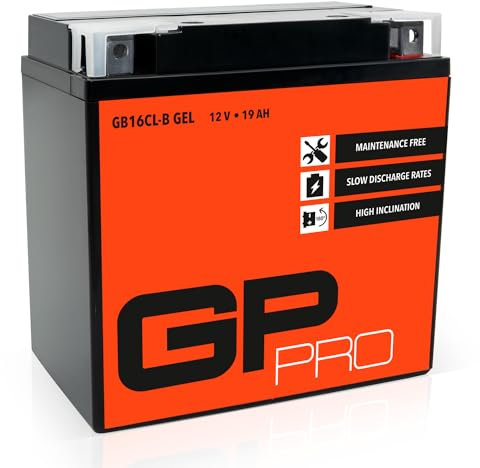 GP-PRO GB16CL-B 12V 19Ah GEL Batería de arranque (compatible con YB16CL-B / CB16CL-B) (Sin necesidad de mantenimiento/Sellado) Moto Acumulador
