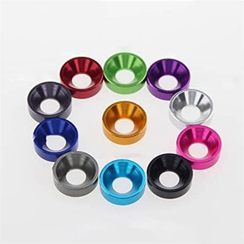 Liovns Mdingbao-Flache Unterlegscheiben M3 Multi-Color Aluminium Waschmaschine Senkkopfschraube Bolzenscheibe, 50pcs, Korrosion und langlebig (Inner Diameter : ORANGE)
