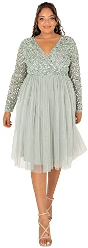 Maya Deluxe Maya Berry Embellished Halter Neck Maxi Dress Robe de Demoiselle d'honneur, Lys vert., 38