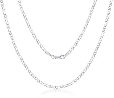 SILBERTALE Collana a maglia barbazzale in argento sterling 925, per uomo e donna, larghezza 2/3/4 mm, sottile, super piatta, multi-fila, collane classiche di alta qualità per l'uso quotidiano, 45-65