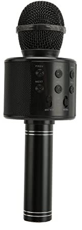 Micrófono Inalámbrico , Micrófono de Karaoke de Conexión Bidireccional 4 en 1, con AUX de 3,5 Mm, Tarjeta de Memoria, Interfaz USB, Reverberación de Efecto de Sonido para Fiesta KTV en Casa (Negro)