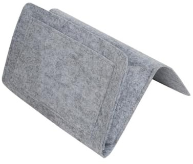 JHzood Borsa Portaoggetti in Feltro per Il Letto con Tasche, Portatelefono per Riviste, Borsa da Scrivania per Letto, Portatelefono per Riviste per Casa, Binari per Letto Piccole Cose (Grey)