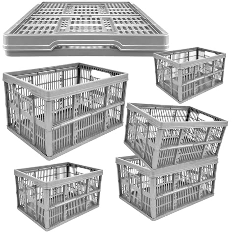 Pluto Packaging 32 Litre Multipurpose Foldable Stacking Crates Complete With Handles Perefct For Storage (5)