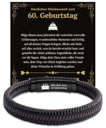 YELUWA 30. 40. 50. 60. Geburtstagsgeschenk für Männer, Lederarmband Herren | 13. 16. 18. Geburtstagsgeschenk für Jungen Jubiläumsgeschenk Weihnachtsgeschenke für Papa Sohn Enkel Neffe Opa Onkel Freund