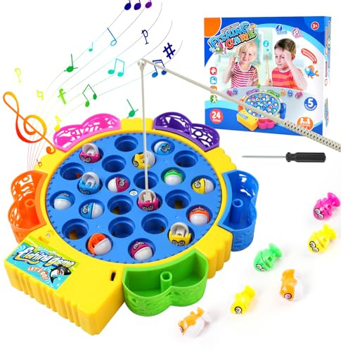 Vicloon Juego de Pesca, Juego Pescar Peces con Musical, Juego Juguetes de Pescar, para Educativo Juguete Preescolares Cumpleaños Navidad Regalos Infantiles Pascua de Resurrección