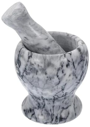 Ensemble de pilons à mortier en marbre, Pot de carlin, broyeur d'ail et d'épices, herbes de pharmacie, bol à poivre, broyeur, bol, outil de cuisine (Color : Marble)