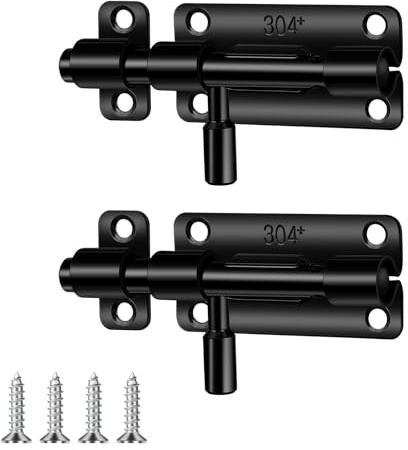 2 Stück Edelstahl Türriegel Kleiner Riegelschloss Schiebeschloss Bolzenriegel Verschluss Riegel, Verriegelung Schieberiegel Sicherheitstürriegel für Badezimmer Schuppen Schlafzimmer, Ca. 4 Zoll