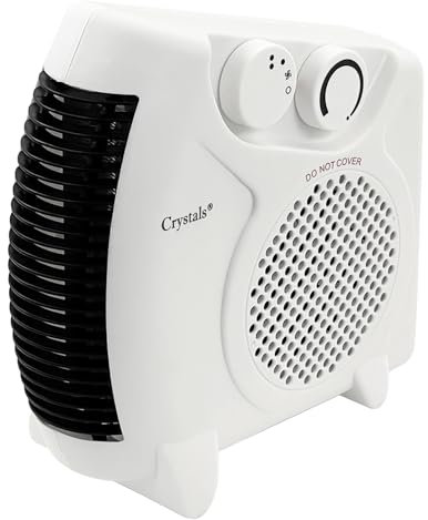 Crystals 2000W Electric Fan Heater, Energy Efficient Portable Room Heater with 2 Heat Settings, Adjustable Thermostat, Overheat Protection, Lightweight Silent Electric Heater for Home, Office