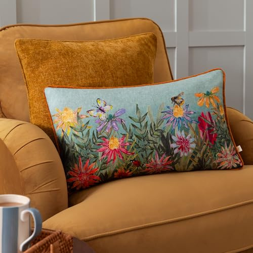 furn. Wylder Nature Country Wilds Blossom Meadow Printed Cushion Cover - Sky Blue - 30x50cm