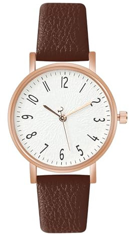 OFFCUP Damenuhr, Damen Analog Quarz Uhr mit Leder Armband, Uhren Damen Einfache Business Klassische Armbanduhr Lässig Quarzuhr Kleideruhr, 3 Zeiger -Braun