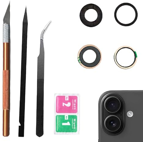 Peixiong Sapphire 16 Plus - Lente di ricambio in vetro per fotocamera posteriore iPhone 16 Plus, kit di ricambio compatibile con iPhone 16 Plus con adesivo preinstallato e kit di riparazione