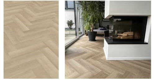 Sol en vinyle à clic de qualité supérieure - Chevrons - 1 752 m² - Sol avec isolation phonique intégrée - 592 x 148 x 5,5 mm - Compatible avec chauffage au sol - (2074H chêne PRENZLAU - 1,752 m²)