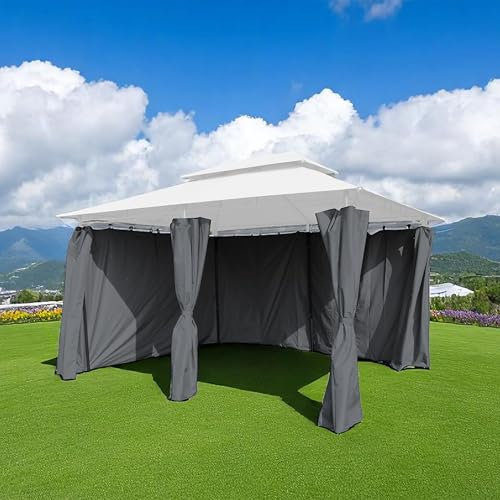 Pavillon Seitenteil anthrazit mit Reisverschluss für 3 x 4 m - 2er Set - Gartenzelt Seitenwand wasserabweisend - Seitenplane 2-teilig 400 cm und 300 cm für Garten Party Zelt Gartenpavillon