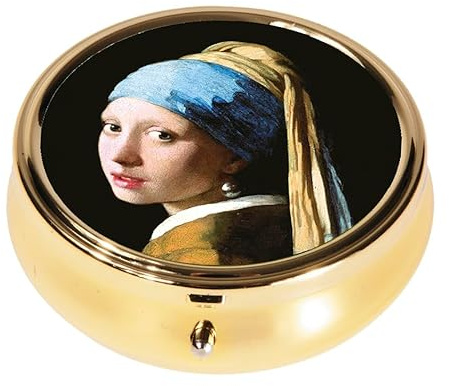 Fridolin 19943 Pillendose Jan Vermeer, Das Mädchen mit dem Perlenohrring, Metall, 6 x 2,1 cm