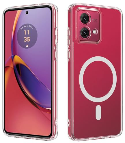 BRAND SET Magnetische Hülle für Motorola Moto G84, Transparente Stoßfeste Handyhülle mit Magnetring, Anti-Vergilbungs Rückseite, TPU Rahmen, Kompatibel mit Kabellosem Laden Schutzhülle