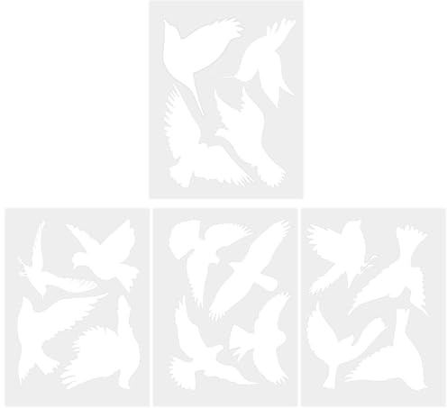 Calcomanías Anticolisión Ventanas Pájaros, 16 Pájaros Blancos Anticolisión para Ventanas, Adhesivos Electrostáticos Reutilizables, Protección contra Aves y Decoración para Salas de Estar y Dormitorios