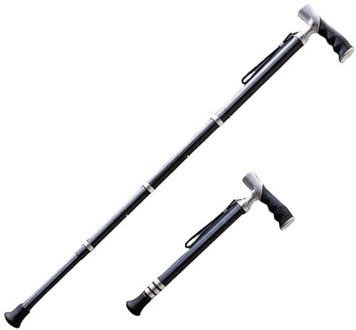 Canne de Marche, Bastone da Passeggio a 4 Sezioni de 38,5 à 96,5 cm Bastone da Trekking Telescopico de 47,5 à 105 cm Bastone da Passeggio 2 en 1 avec Poignée Ergonomique et Embout en Caoutchouc