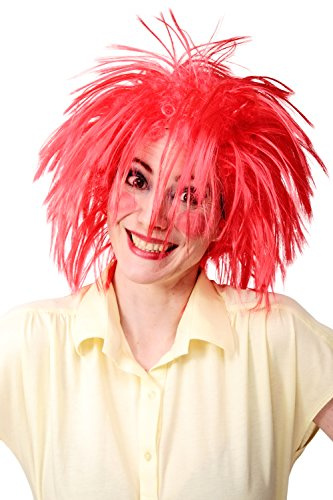 WIG ME UP - WIG027-PC13 Perücke Faschingsperücke Karneval Rot Wild Struppig Kobold Struppel