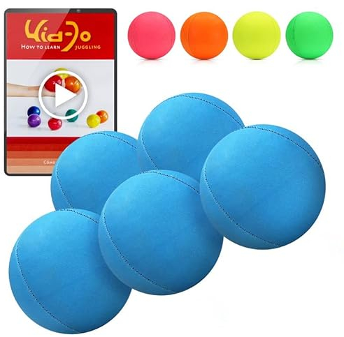 Juggle Dream 5X Pro Thud Jonglierbälle - Set mit 5 professionellen Jonglierbällen mit kostenlosem Online-Lernvideo, für Anfänger und Experten (Blau)