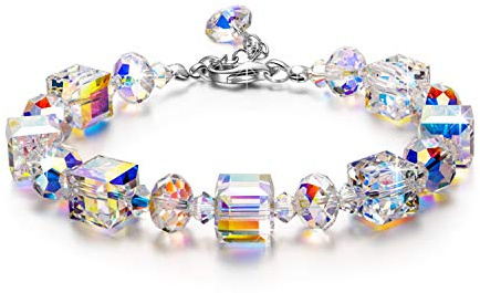 LADY COLOUR Crystals Bracelets, Jewelry for Women, Northern Lights Crystals Bracelet, Anniversary, Birthday Jewelry Gifts for Her, Mothers Day, Gifts for Mom, Wife, Multicolor