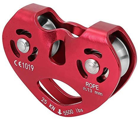 Alomejor 25KN Flaschenzug Aluminiumlegierung Klettern Flaschenzugblock Anti Skid Platten Einzelnen für Rettung(Rot)