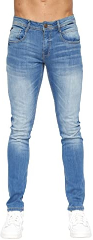 Duck and Cover, herr MAYLEAD basplagg, slim fit, stretch, jeans, TRANFOLD riven, blekt och nött effekt, bomullsrika, raka jeans, 32W X 34L