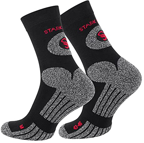 STARK SOUL Trekking Wandersocken für Damen & Herren, 2 Paar Atmungsaktive Gepolsterte Outdoor-Socken (Schwarz, 39-42)