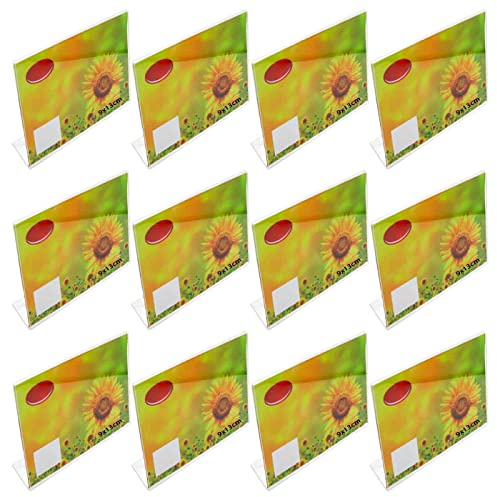 AC – Pack de 12 Portafotos - Soportes para Fotos de plástico Transparente – Sobremesa - Marcos para fotografías, oficinas, hogar – Horizontal - 9 x 13 cm