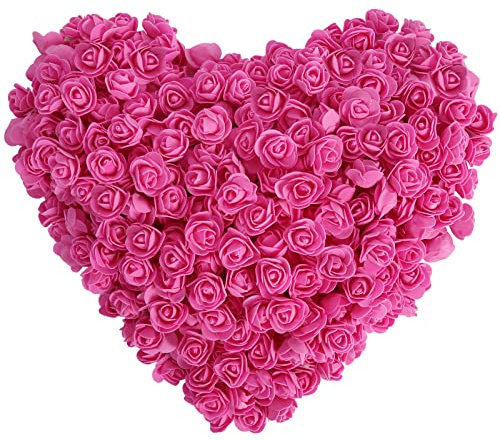 INSUNSIX Mini Foam Rose Heads 500PCS Artificial Flower Foam Fake Flower Bulk for DIY Crafts Wedding Bouquets Baby Shower Centerpieces Floral Arrangements Party Tables Home Decorations(Deep Pink)