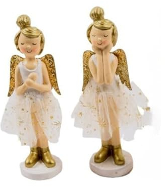 Mercury Home - Weihnachtsengel - Weihnachtsornament aus Harz, Dekoration für Innen- und Außenbereich, Geschenkidee, Höhe 15 x 5 cm
